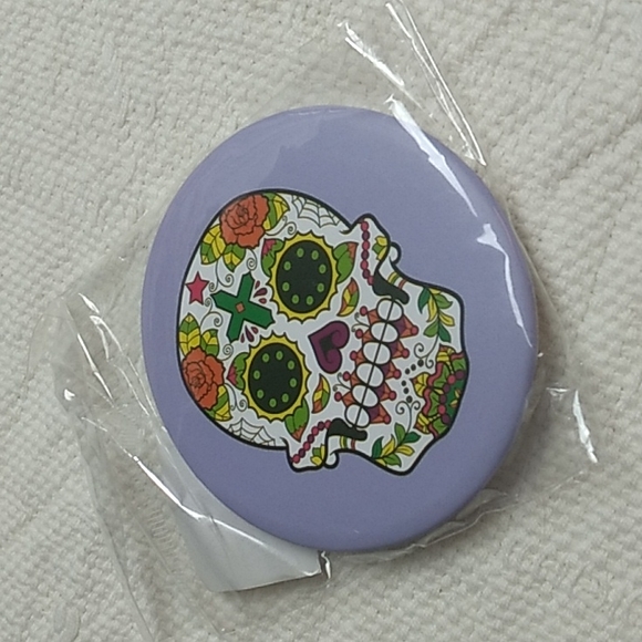 3 x 3 inches approx Day of the Dead Mirror in Purple From Quartzite Arizona - Picture 1 of 4